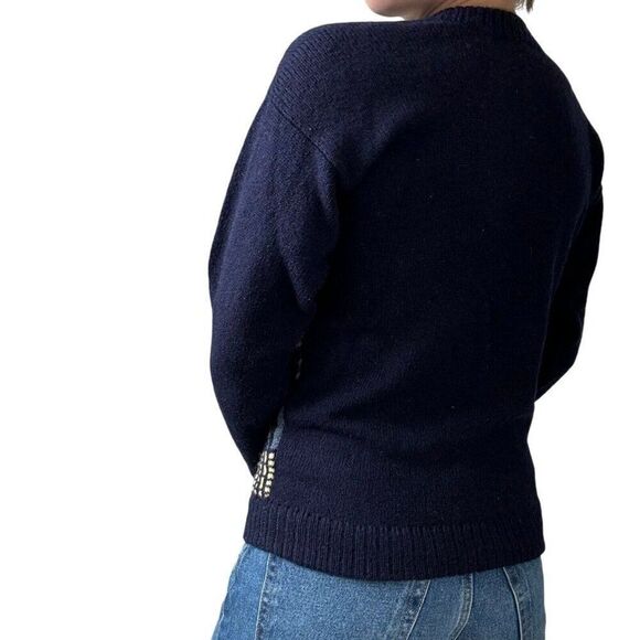 Vintage Ace Knitwear Handknit City Scene Made in Edinburgh Scotland Sweater Sz S - Picture 6 of 9